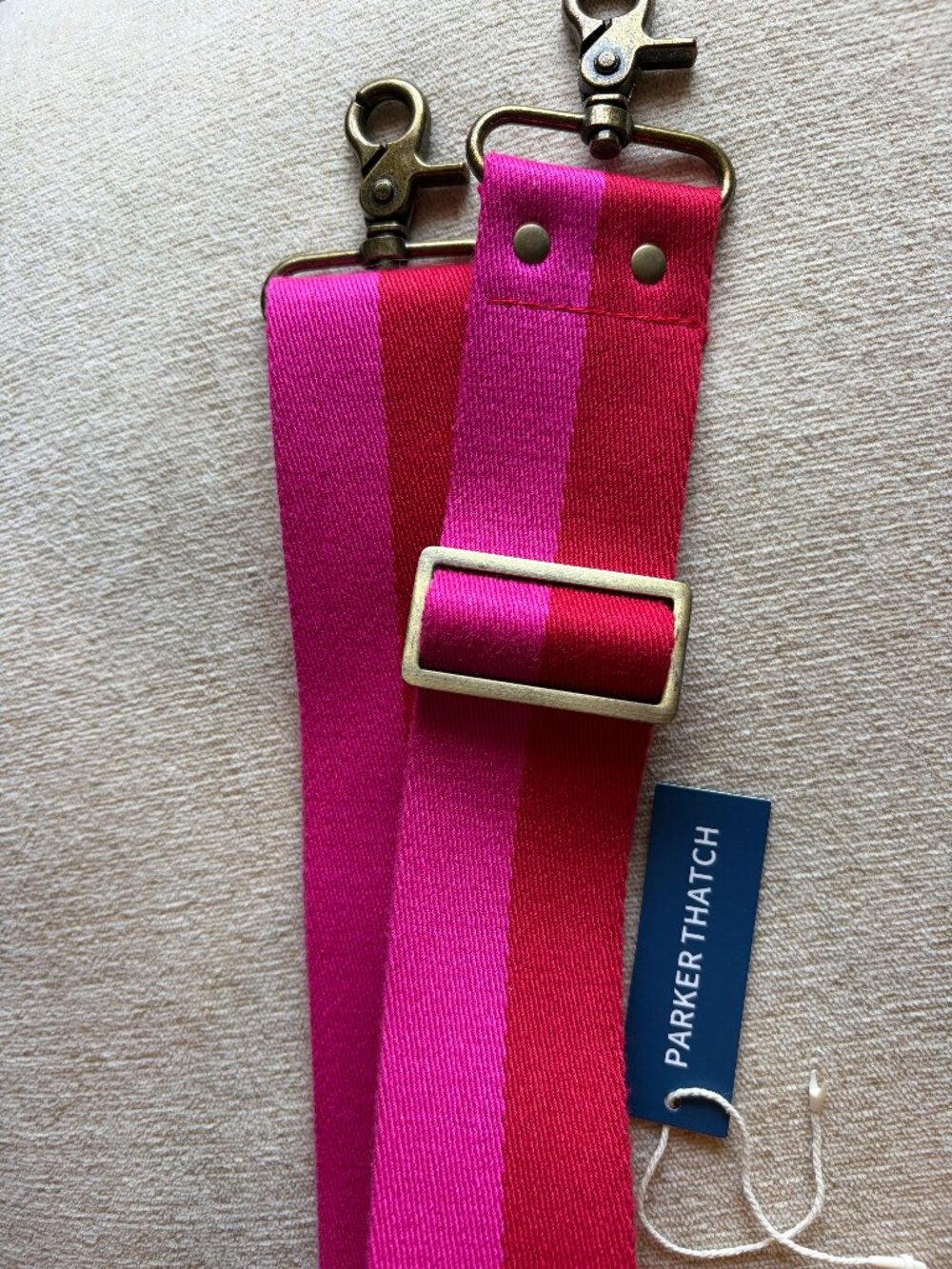 Parker Thatch Adjustable Crossbody Strap - Pink & Red Stripe